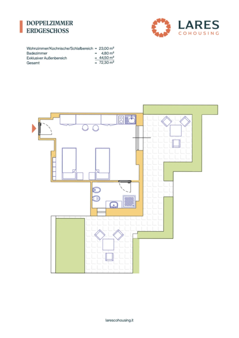 Grundriss Doppelzimmer F