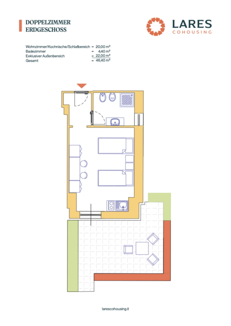 Grundriss Doppelzimmer E